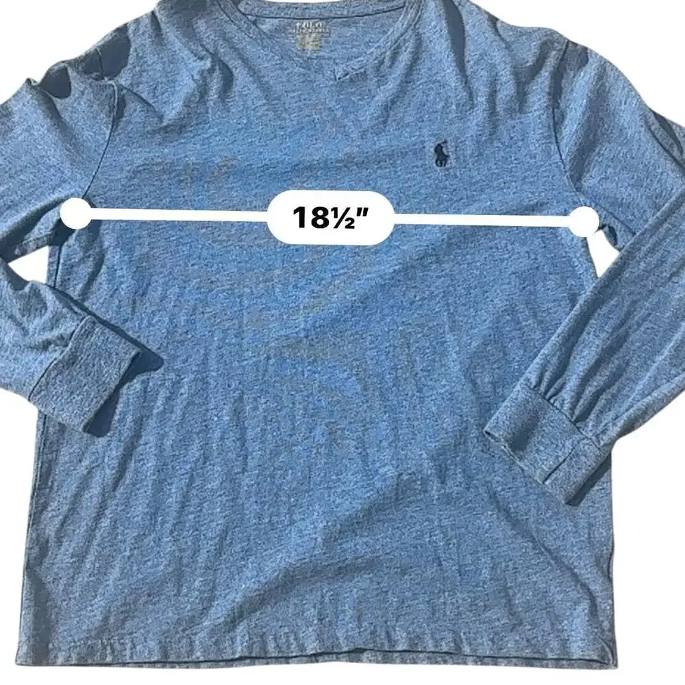 Polo Ralph Lauren Long Sleeve V-Neck Tee Men's S Blue Heather Pony Logo